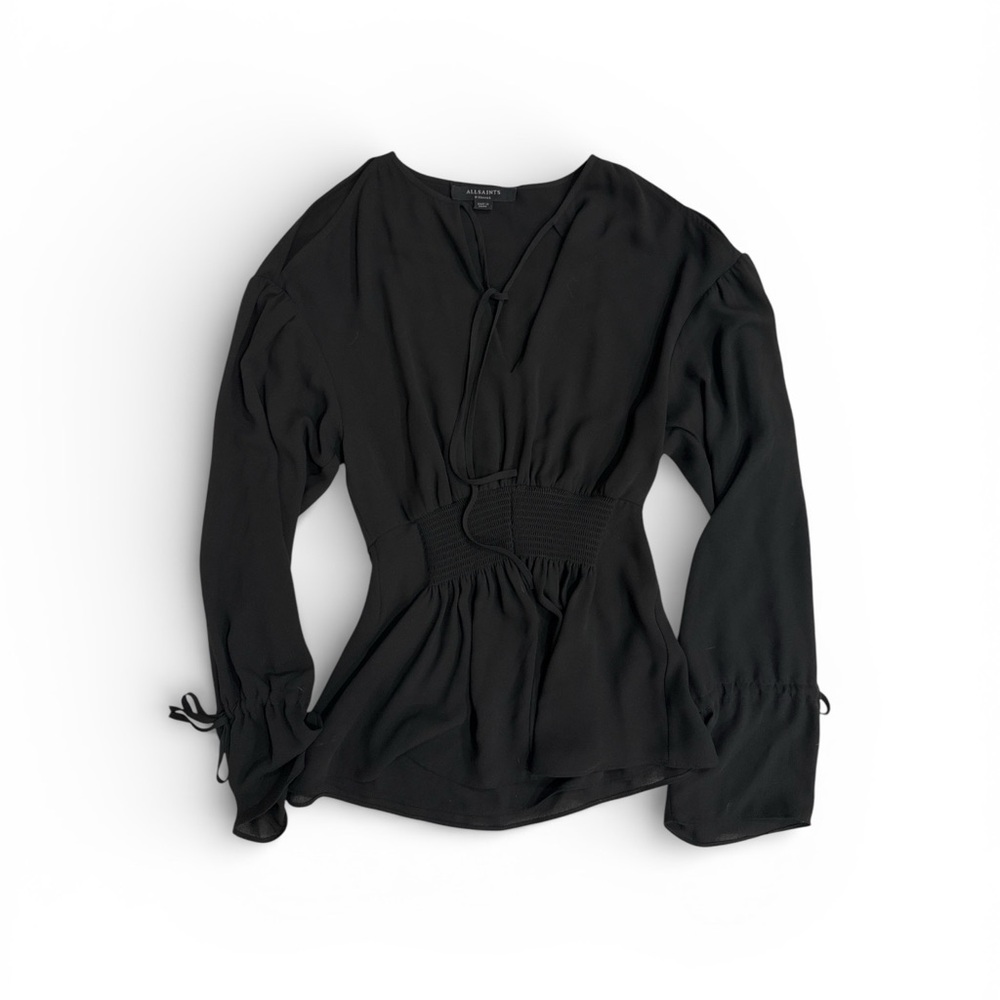 All Saints Women’s Smocked waist top Black Size XS - Picture 5 of 12